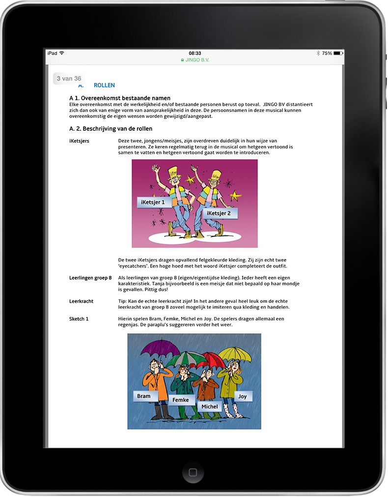 iPad tekstboek script afscheidsmusical